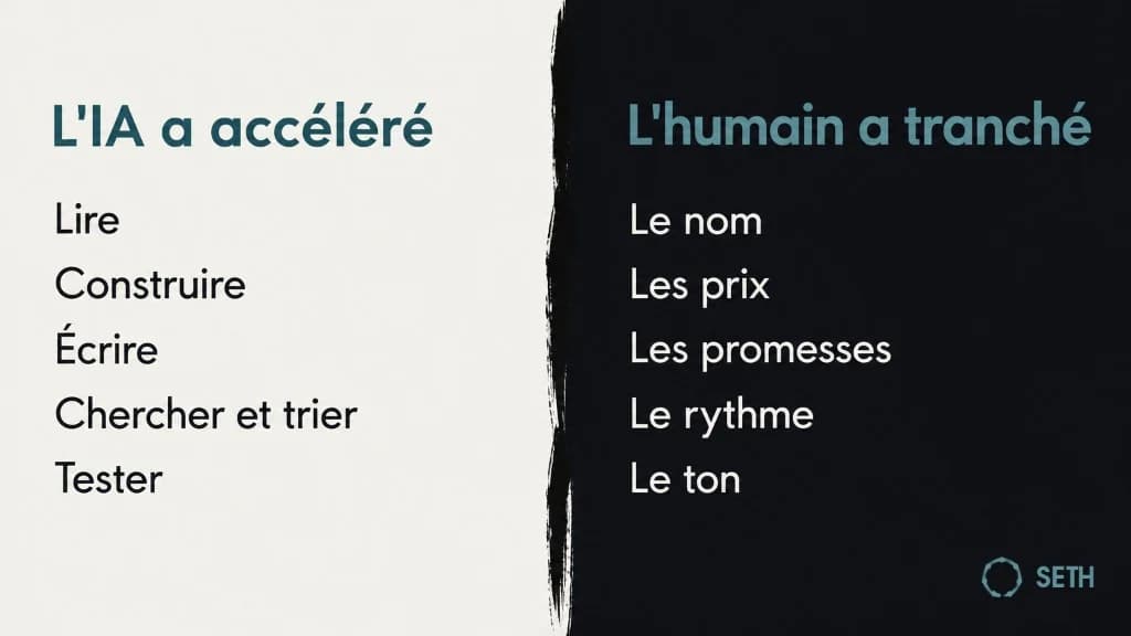 L’IA a accéléré ; l’humain a tranché — répartition des rôles.